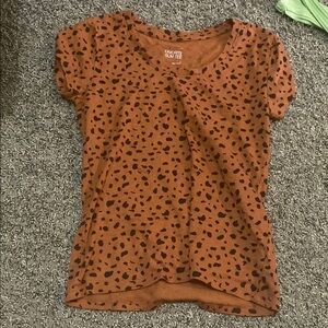 SO Orange and Black Short Sleeve Tee with Leopard Print